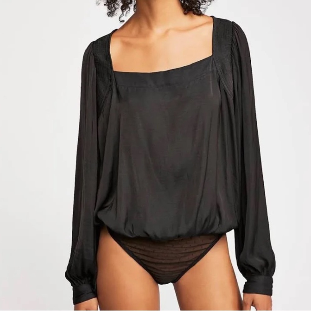 Free People Dream of You Bodysuit in Black